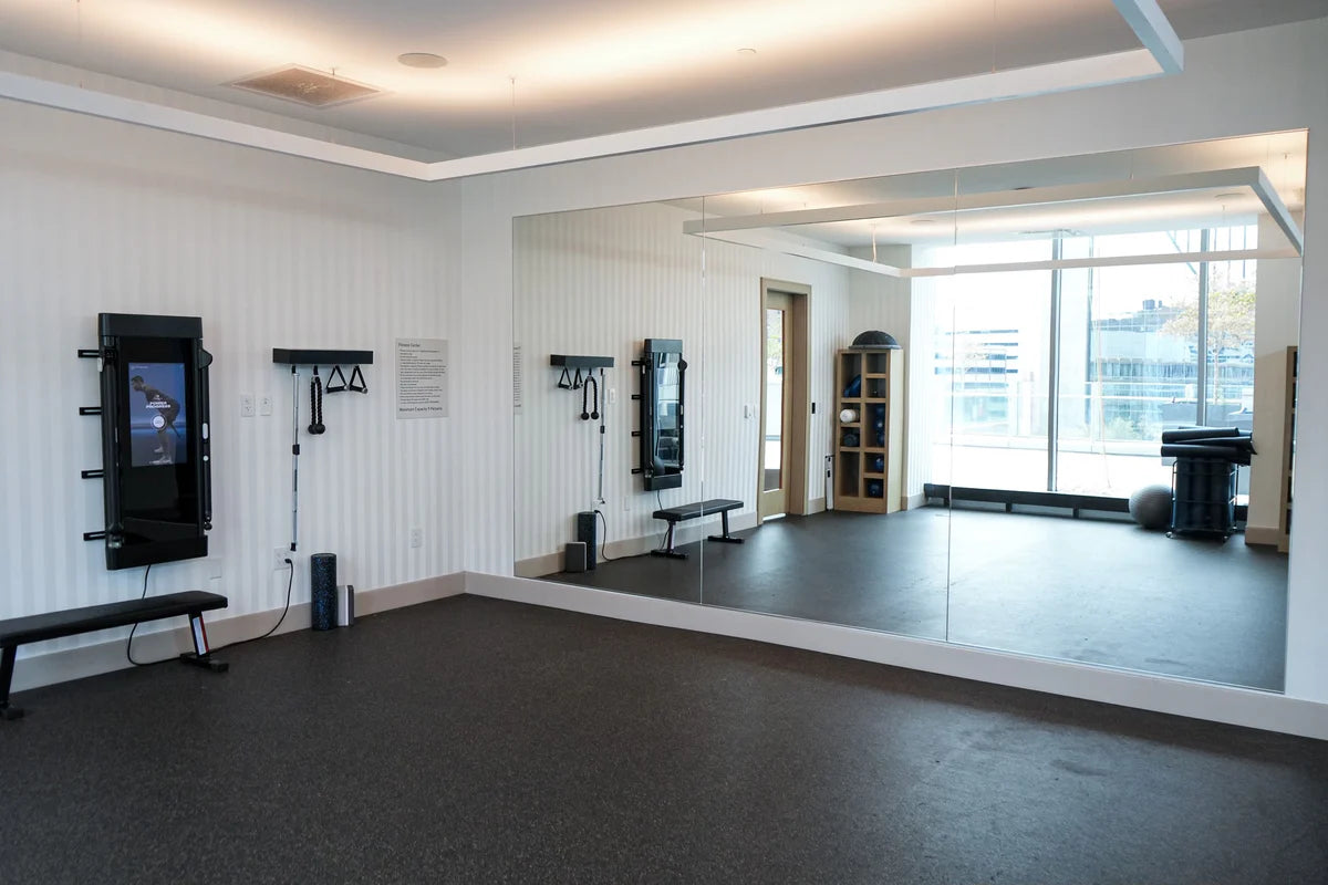 Seamless mirror wall installed in the Four Seasons Minneapolis fitness center